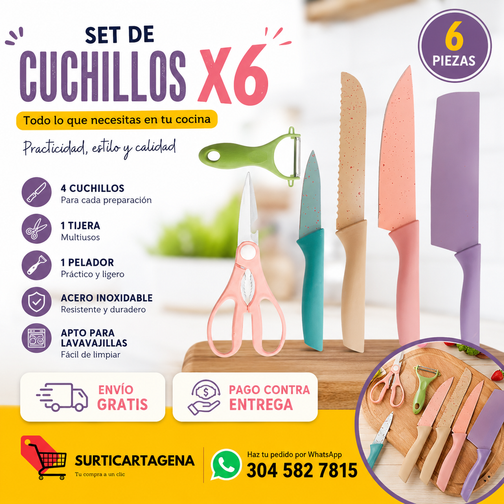 Set de Cuchillos X6 Multifuncional