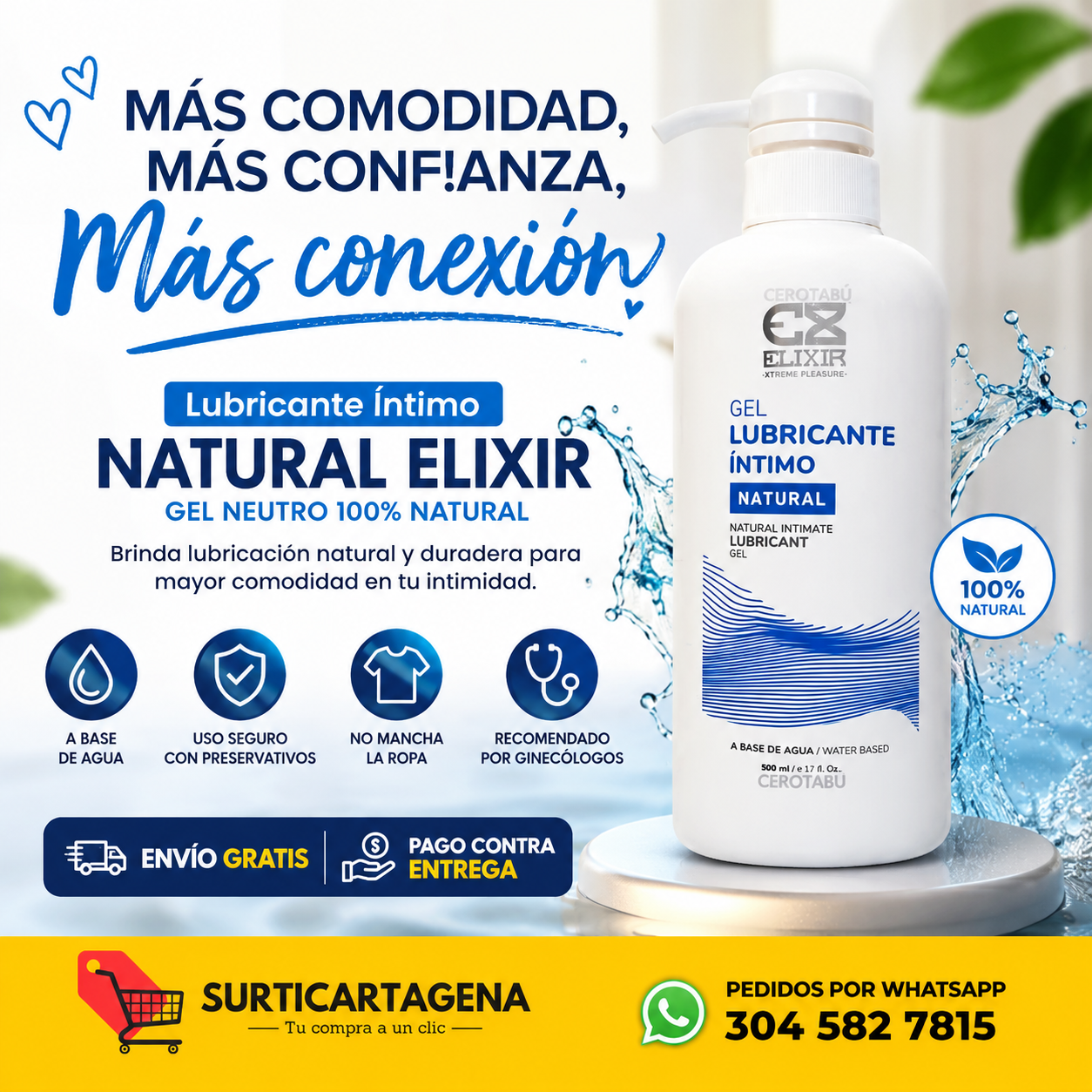 Lubricante Gel Íntimo Natural Elixir 500 ml