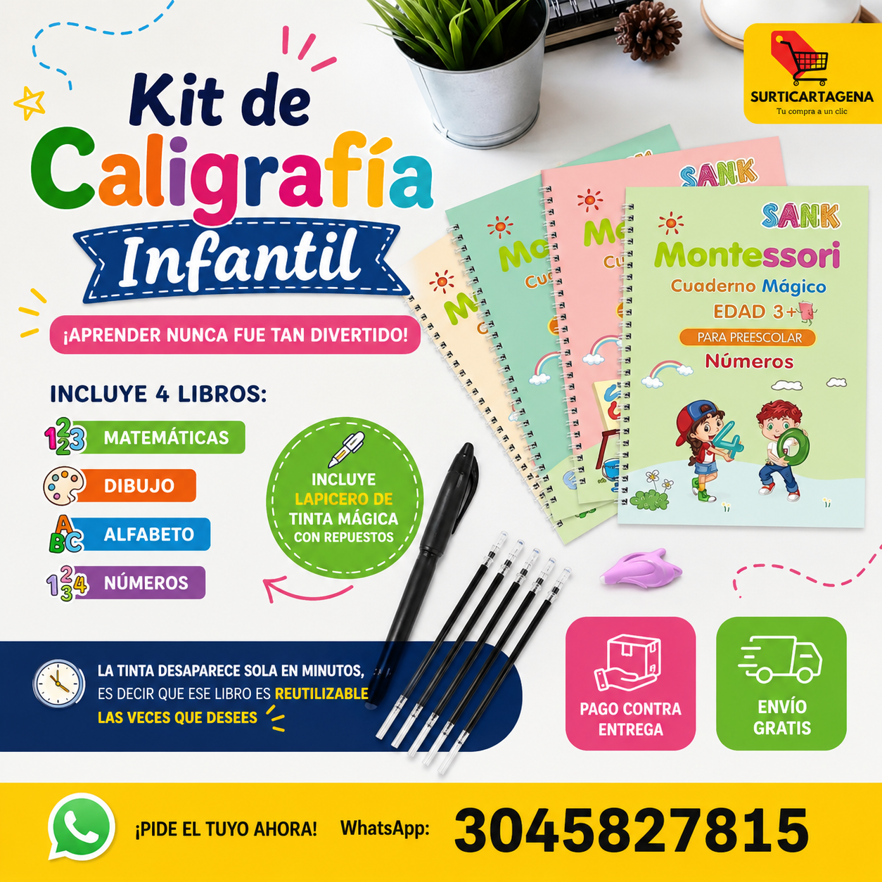 Kit de Caligrafía Infantil Reutilizable