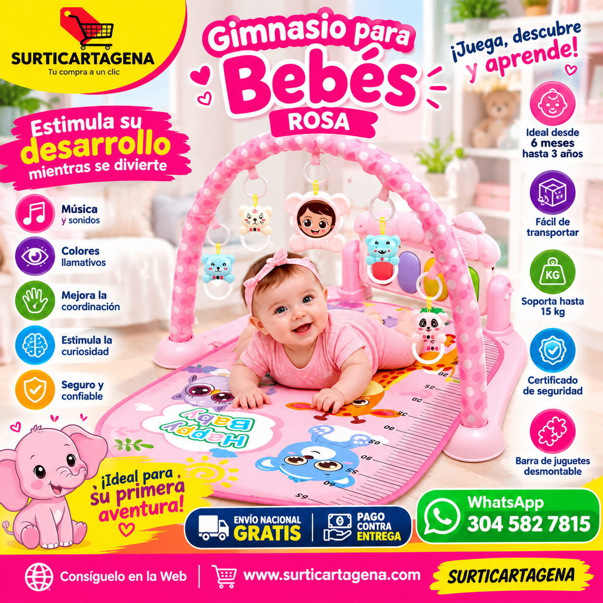 GIMNASIO PARA BEBÉS ROSA