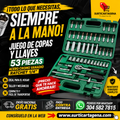 Juego de Copas y Llaves de 53 Piezas en Acero Cromo Vanadio