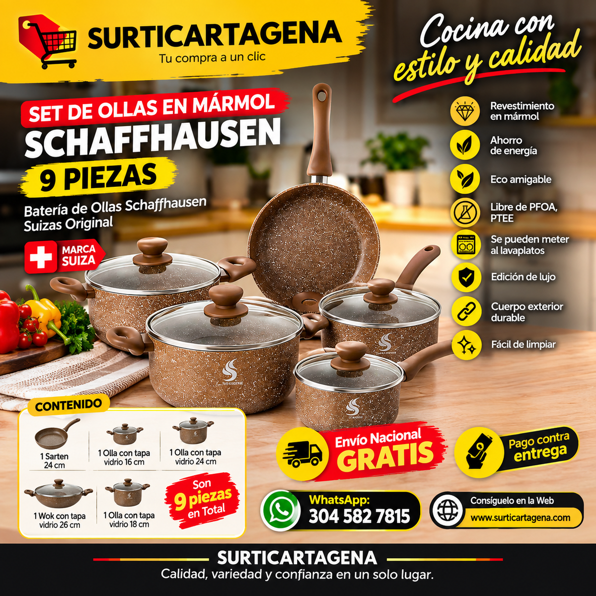 SET DE OLLAS EN MÁRMOL SCHAFFHAUSEN – 9 PIEZAS