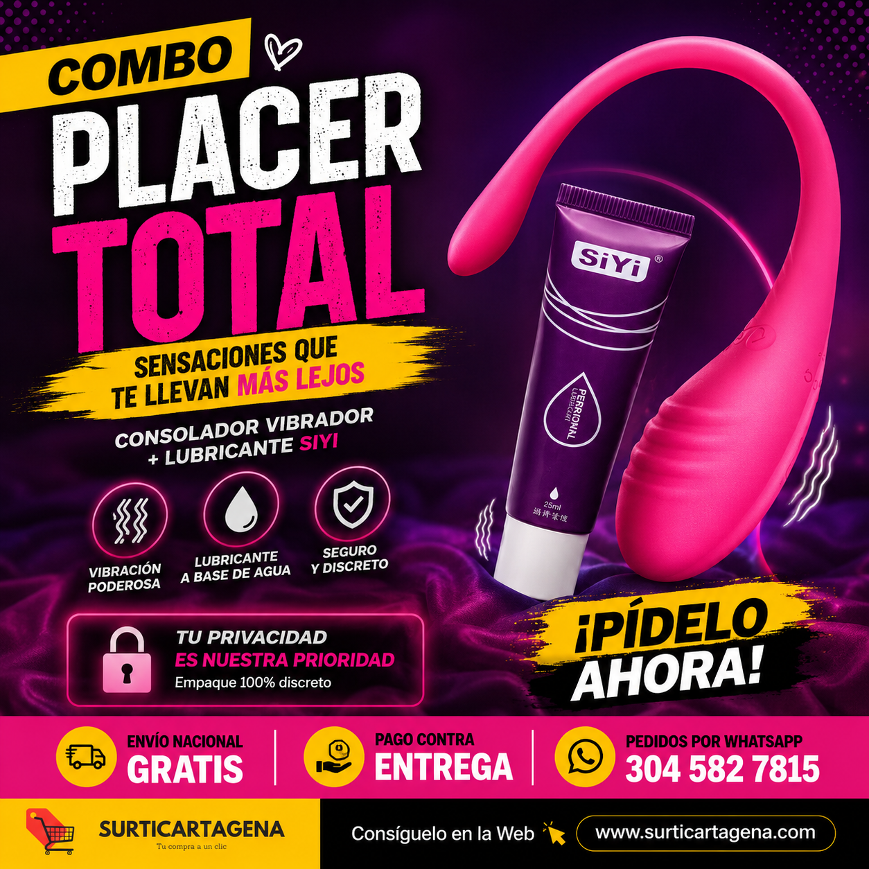 Combo Consolador Vibrador + Lubricante SIYI