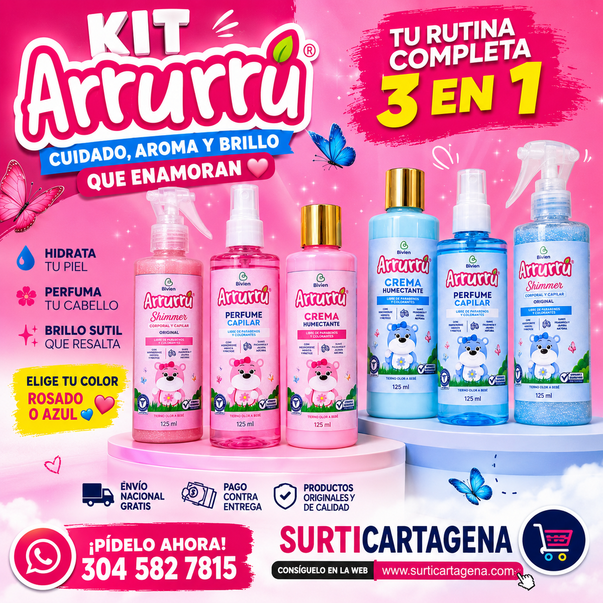 Kit Arrurrú Original en ROSADO o AZUL