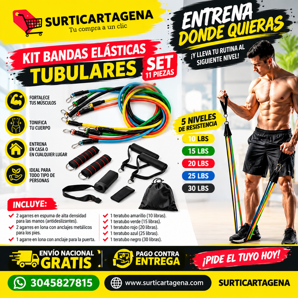 KIT DE BANDAS ELÁSTICAS TUBULARES – 11 PIEZAS
